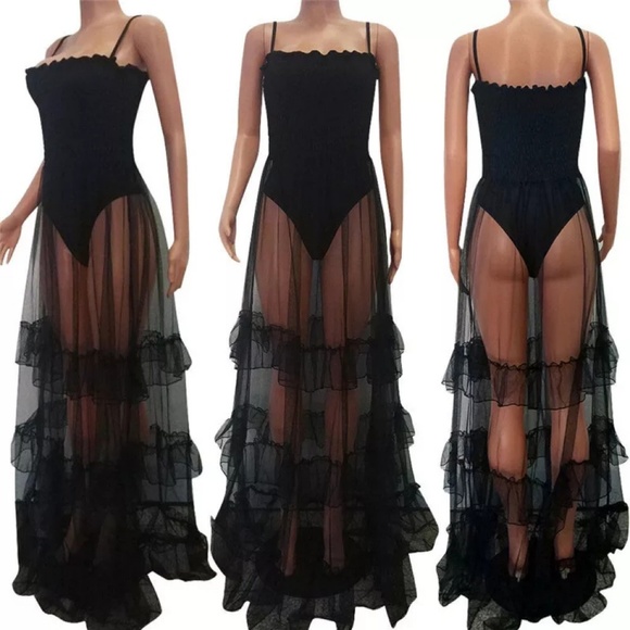 Black Widow Sheer Mesh Maxi Dress - Picture 6 of 6
